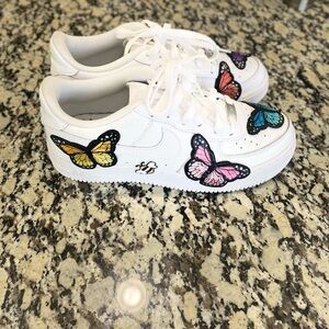 Custom Nike All White Air Force 1 Boys Sz 7 Women Sz 9